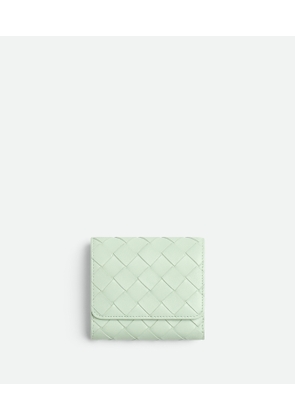 Bottega Veneta Intrecciato Tri-fold Wallet With Origami Coin Purse - Green - Woman - Lambskin