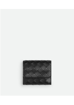 Bottega Veneta Intrecciato Tri-fold Wallet - Black - Woman - Lambskin