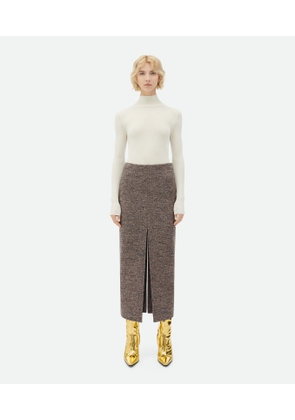 Bottega Veneta Felt Wool Long Skirt - Brown - Woman   Wool & Polyamide