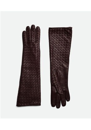 Bottega Veneta Intrecciato Leather Midi Gloves - Brown - Woman   Lamb Skin