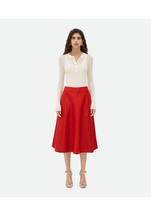 Bottega Veneta Leather Midi Skirt - Red - Woman   Lambskin