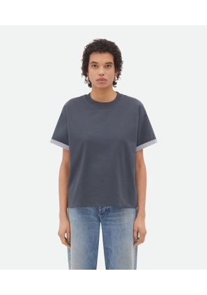 Bottega Veneta Double Layer Striped Cotton T-shirt - Grey - Woman - XS - Cotton