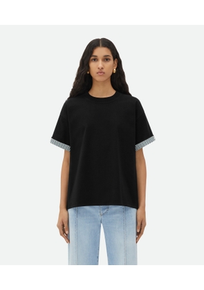 Bottega Veneta Double Layer Striped Cotton T-shirt - Black - Woman - XS - Cotton