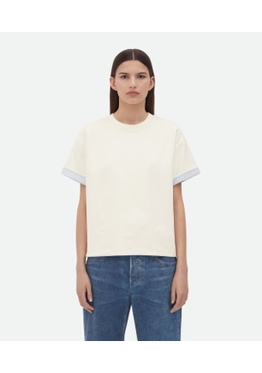 Bottega Veneta Double Layer Cotton Check T-shirt - White - Woman - XS - Cotton