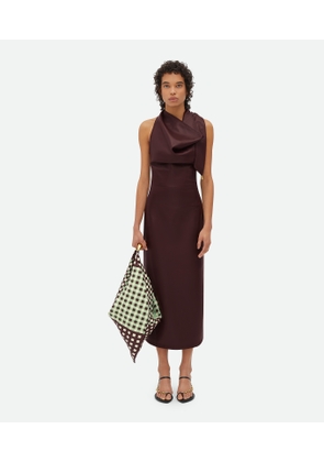 Bottega Veneta Leather Draped Dress - Brown - Woman   Lambskin