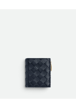 Bottega Veneta Tri-fold Zip Wallet With Detachable Card Case - Blue - Woman - Lamb Skin
