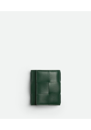 Bottega Veneta Cassette Tri-fold Wallet With Detachable Card Case - Green - Woman - Calf Skin