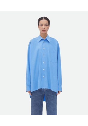 Bottega Veneta Compact Cotton Shirt - Blue - Woman   Cotton, Viscose & Polyester