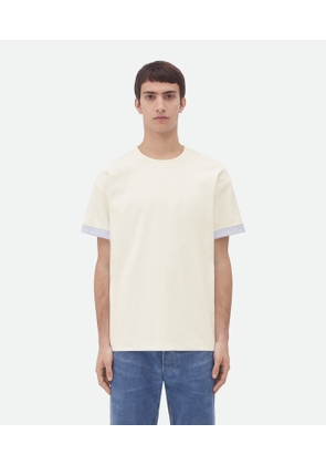 Bottega Veneta Double Layer Cotton Check T-shirt - White - Man - XS - Cotton