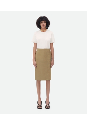 Bottega Veneta Shiny Leather Skirt - Beige - Woman   Lamb Skin