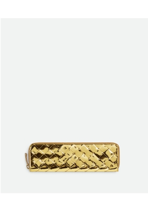 Bottega Veneta Intrecciato Slim Pencil Case - Gold - Unisex - Lambskin