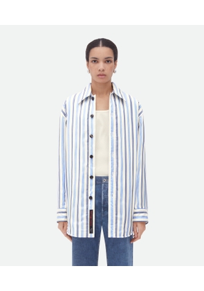 Bottega Veneta Striped Silk Padded Jacket - Blue - Woman - XS - Silk