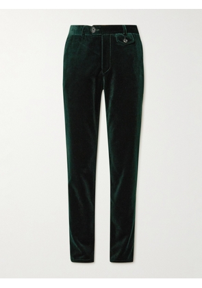 Oliver Spencer - Fishtail Slim-Fit Cotton-Velvet Suit Trousers - Men - Green - UK/US 28