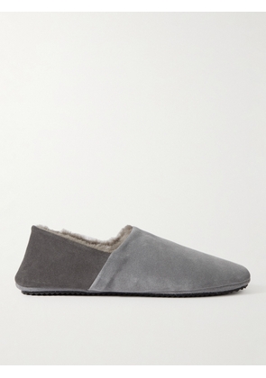 Mr P. - Babouche Shearling-Lined Suede Slippers - Men - Gray - UK 7