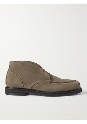 Mr P. - Andrew Split-Toe Shearling-Lined Waxed-Suede Chukka Boots - Men - Brown - UK 7