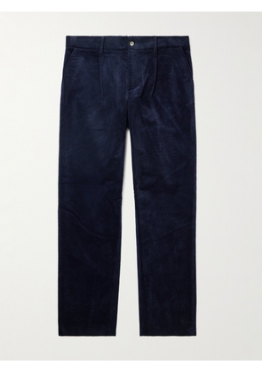 De Bonne Facture - Pleated Straight-Leg Cotton-Corduroy Suit Trousers - Men - Blue - IT 46