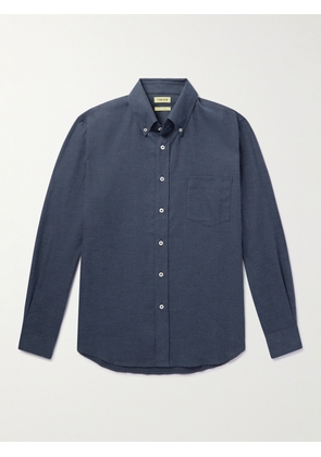 De Bonne Facture - Button-Down Collar Cotton-Flannel Overshirt - Men - Blue - S