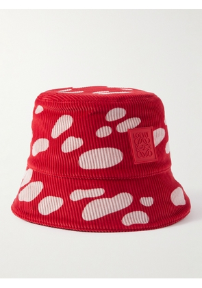 LOEWE - Logo-Appliquéd Printed Cotton-Corduroy Bucket Hat - Men - Red - 58