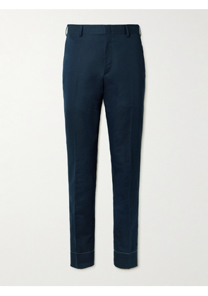 Brioni - Pienza Straight-Leg Linen and Cotton-Blend Trousers - Men - Blue - IT 46