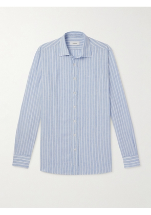 Lardini - Striped Linen Shirt - Men - Blue - EU 39