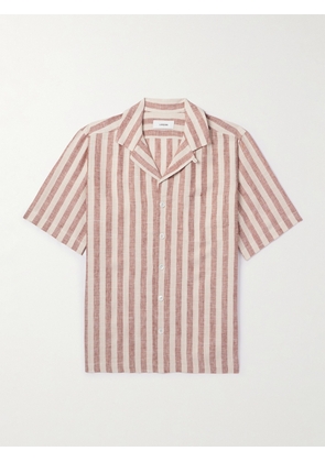 Lardini - Camp-Collar Striped Linen Shirt - Men - White - S