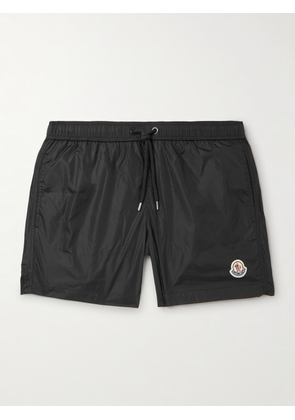 Moncler - Slim-Fit Mid-Length Logo-Appliquéd Swim Shorts - Men - Black - S