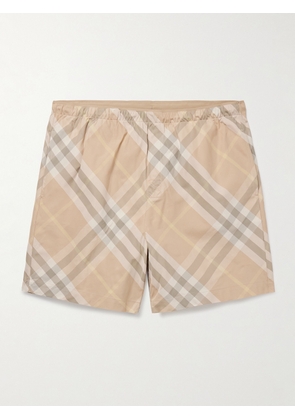 Burberry - Straight-Leg Mid-Length Checked Swim Shorts - Men - Neutrals - XS