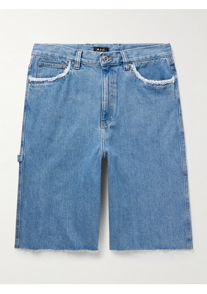 A.P.C. - Oakland Straight-Leg Frayed Denim Shorts - Men - Blue - S