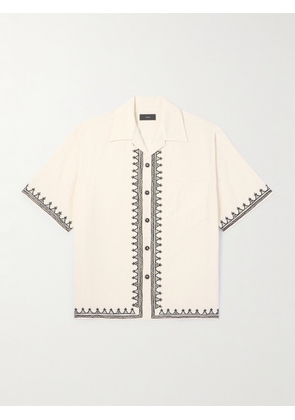 Alanui - Akasha Camp-Collar Embroidered Striped Cotton-Blend Shirt - Men - Neutrals - XS