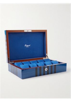 Rapport London - Labyrinth Striped Lacquered Wood 10-Piece Watch Box - Men - Blue