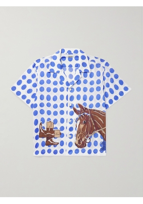 BODE - Jockey Dot Camp-Collar Printed Cotton-Voile Shirt - Men - Blue - S
