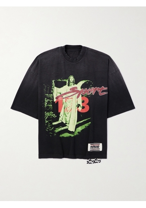 RRR123 - Jesus Sport Oversized Logo-Appliquéd Printed Cotton-Jersey T-Shirt - Men - Black - 1