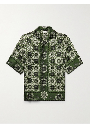Etro - Camp-Collar Printed Silk-Twill Shirt - Men - Green - S