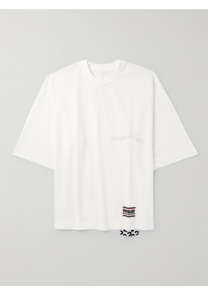 RRR123 - Laundry Bag Oversized Logo-Embroidered Cotton-Jersey T-Shirt - Men - White - 1