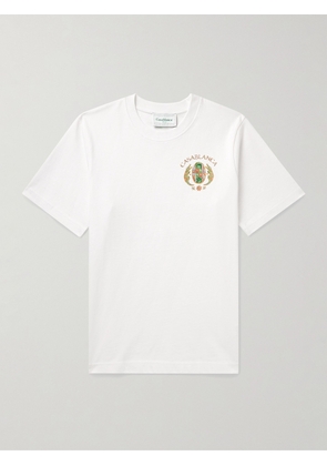 Casablanca - Joyaux D’Afrique Tennis Club Logo-Print Organic Cotton-Jersey T-Shirt - Men - White - XS