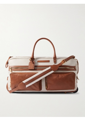 Brunello Cucinelli - Leather-Trimmed Canvas Suitcase - Men - White