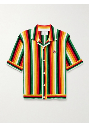 Casablanca - Camp-Collar Logo-Appliquéd Striped Cotton-Blend Terry Shirt - Men - Multi - XS