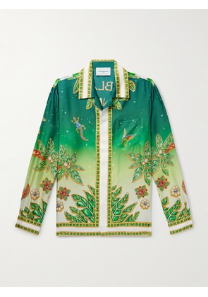 Casablanca - Joyaux D’Afrique Convertible-Collar Logo-Print Silk-Twill Shirt - Men - Green - XS