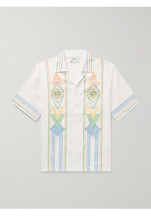 Casablanca - La Fil De La Musique Convertible-Collar Embroidered Linen Shirt - Men - White - XS