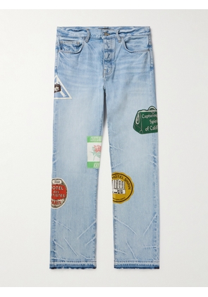 AMIRI - Straight-Leg Appliquéd Jeans - Men - Blue - UK/US 32