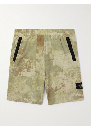 Stone Island - Straight-Leg Satin-Trimmed Camouflage-Print Shell Shorts - Men - Neutrals - UK/US 28