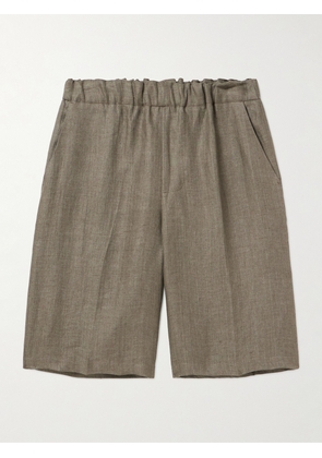 PIACENZA 1733 - Tapered Linen-Twill Bermuda Shorts - Men - Green - IT 46