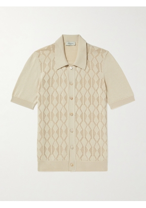 PIACENZA 1733 - Pointelle-Knit Cotton Shirt - Men - Neutrals - IT 46