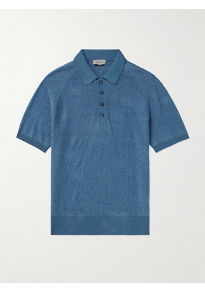 PIACENZA 1733 - Open-Knit Linen and Cotton-Blend Polo Shirt - Men - Blue - IT 46