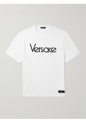 Versace - Logo-Embroidered Cotton-Jersey T-Shirt - Men - White - XS