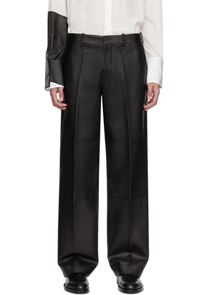 Helmut Lang Black Creased Leather Pants