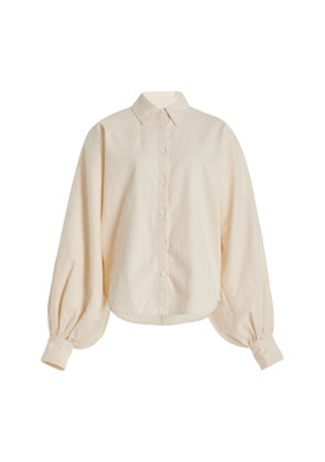 Made In Tomboy - Claire Balloon-Sleeve Chambray Shirt - Ivory - XS - Moda Operandi