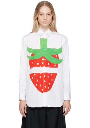 Comme des Garçons Shirt White Brett Westfall Edition Split Strawberry Print Shirt