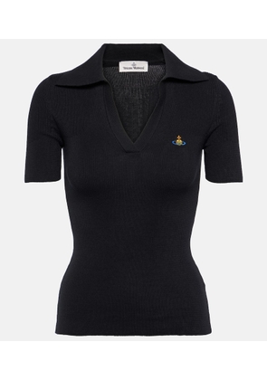 Vivienne Westwood Marina ribbed-knit cotton jersey polo top