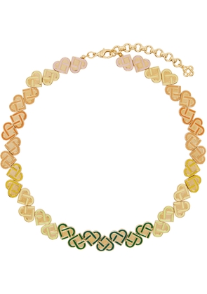 Casablanca Gold & Multicolor Heart Monogram Necklace